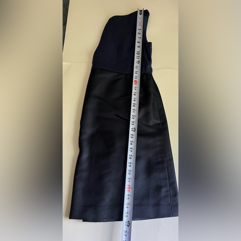 J. Crew Collection Navy and Black Dress Sleeveless Silk, Linen, Cotton Size 12 - Picture 12 of 13